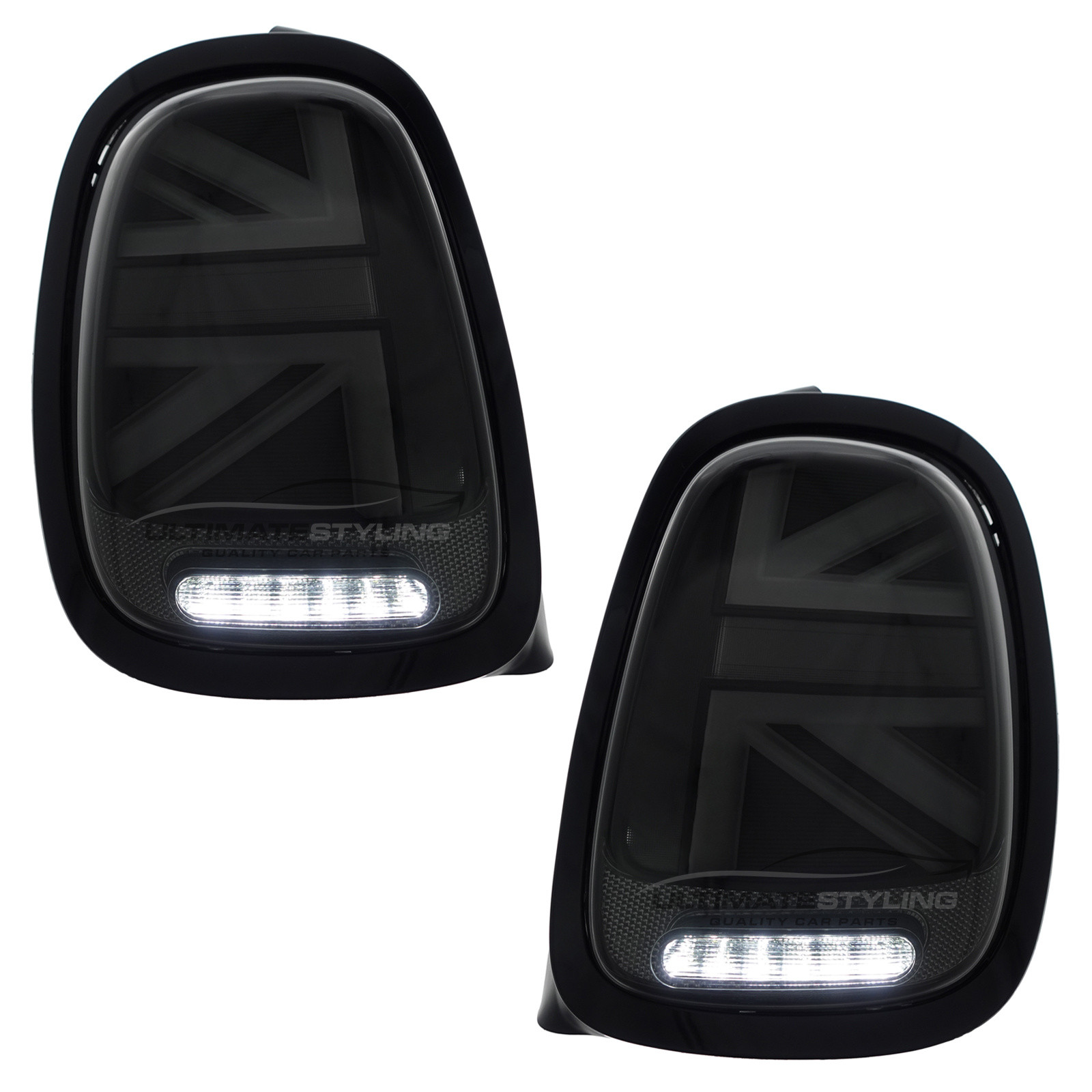 BMW Mini F55 F56 F57 (GEN 3) 2014-2024 Smoked LED Union Jack Flag Upgrade Rear Tail Lights Sequential Indicators Pair