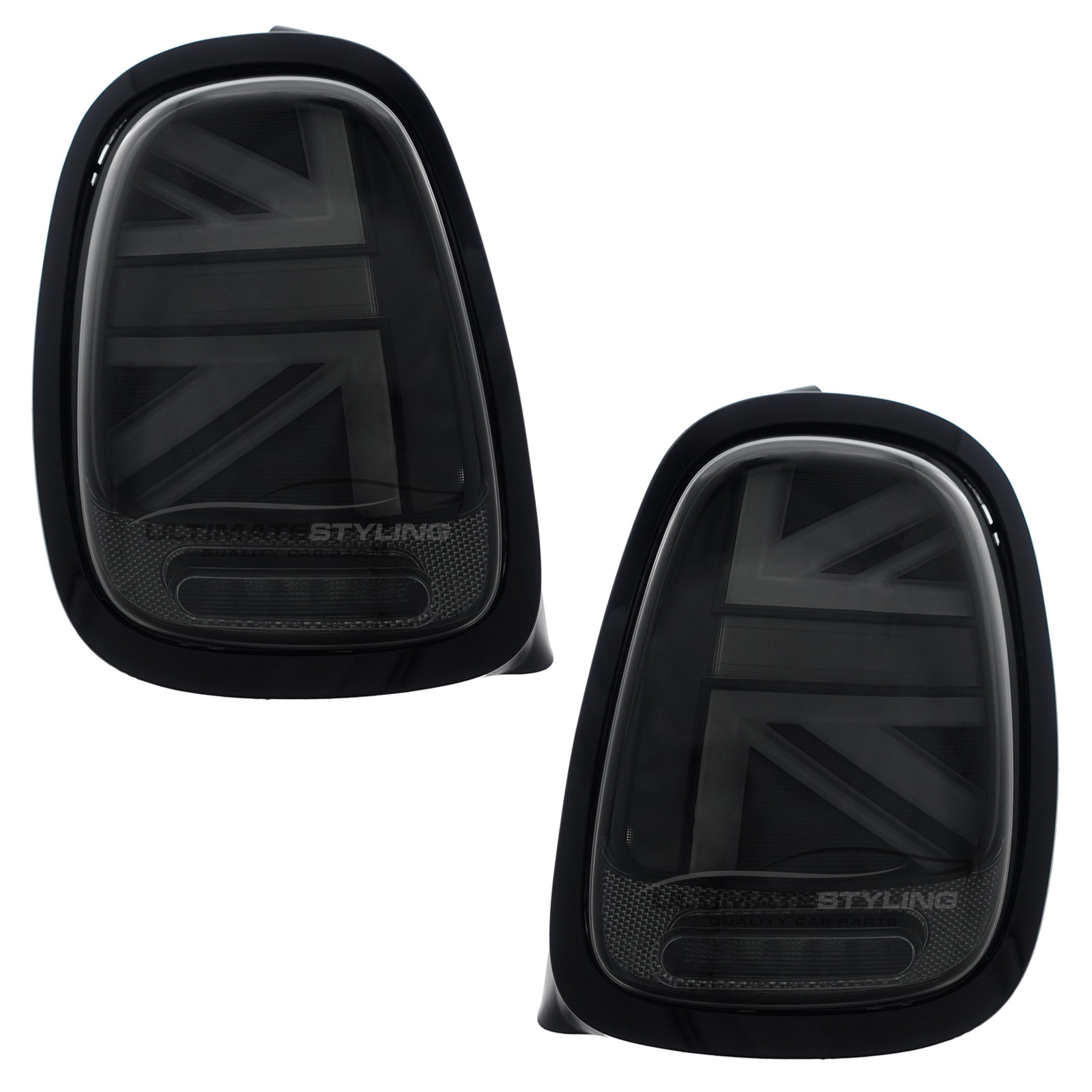 BMW Mini F55 F56 F57 (GEN 3) 2014-2024 Smoked LED Union Jack Flag Upgrade Rear Tail Lights Sequential Indicators Pair