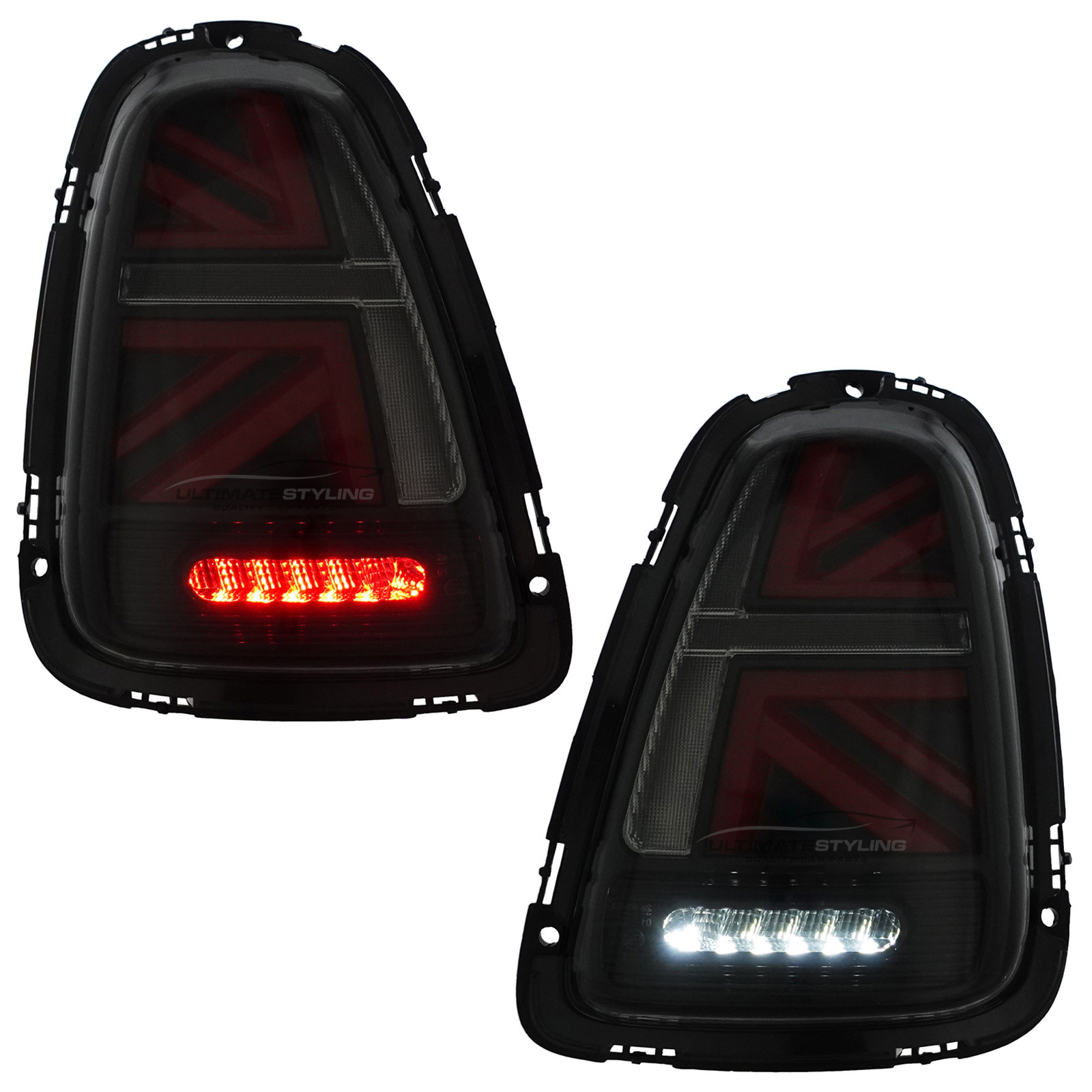 Mini R56 2008-2016 / R57 2009-2016 / R58 2011-2016 - Performance Rear / Tail Lights - LED Style - Dynamic Indicators - Red & Smoked Lens - Pair (LH + RH)