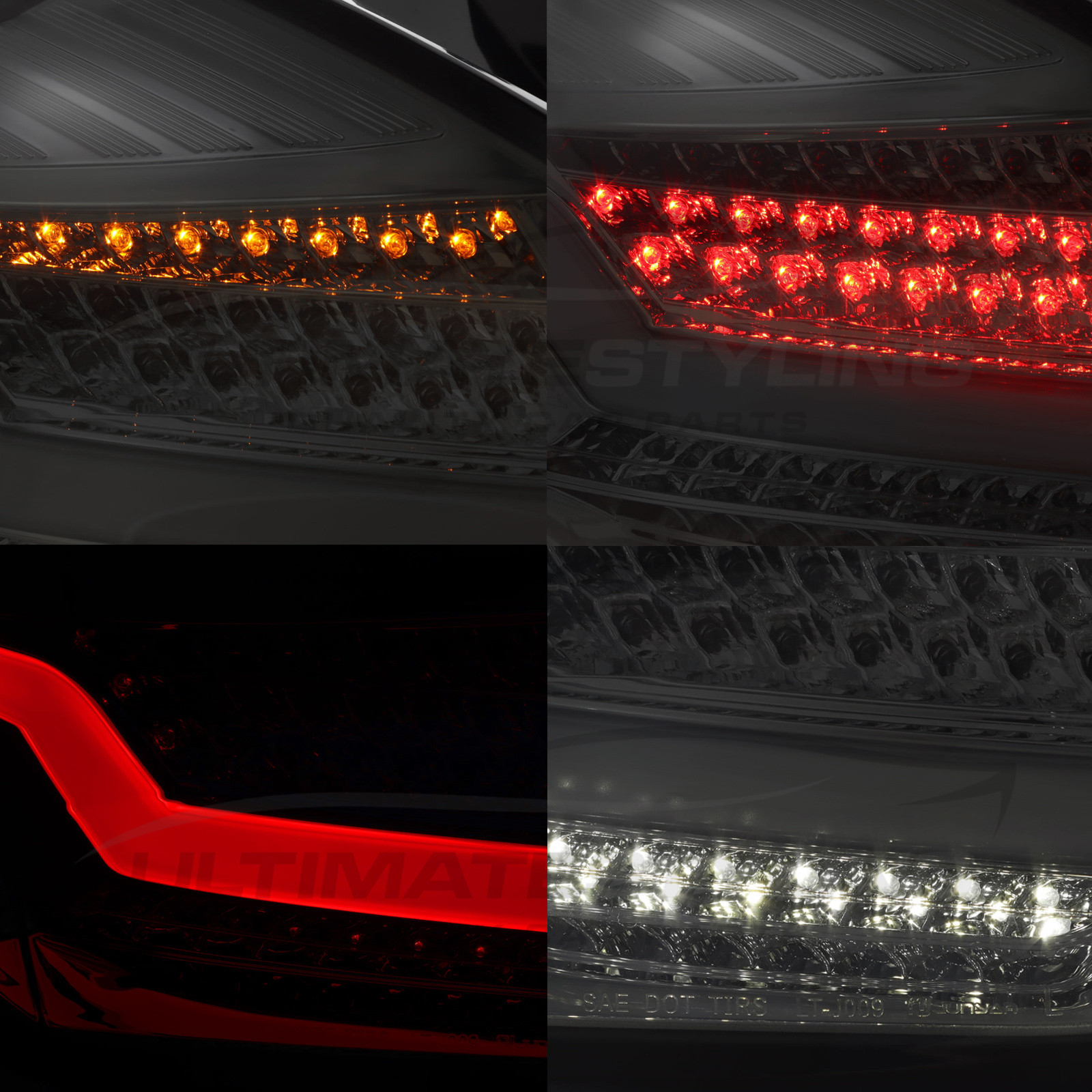 Ford Focus Mk3 Hatchback 2014-2018 Smoked LED Upgrade Light Bar Rear Tail Lights Pair