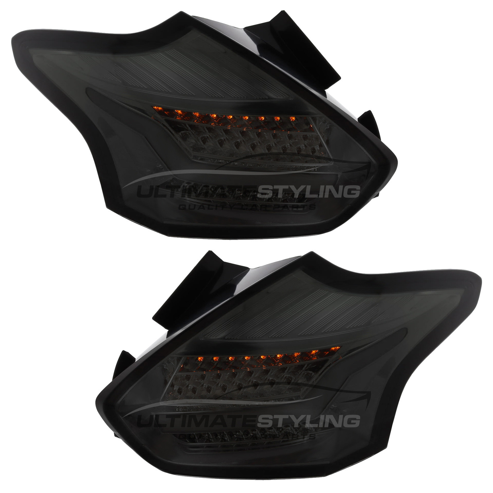 Ford Focus Mk3 Hatchback 2014-2018 Smoked LED Upgrade Light Bar Rear Tail Lights Pair