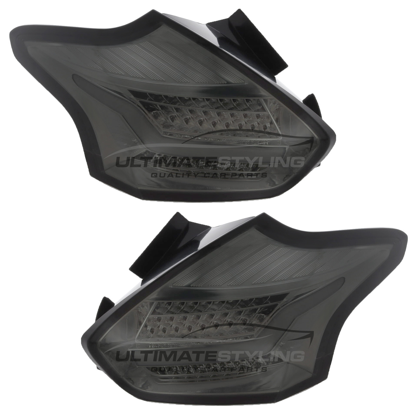 Ford Focus Mk3 Hatchback 2014-2018 Smoked LED Upgrade Light Bar Rear Tail Lights Pair