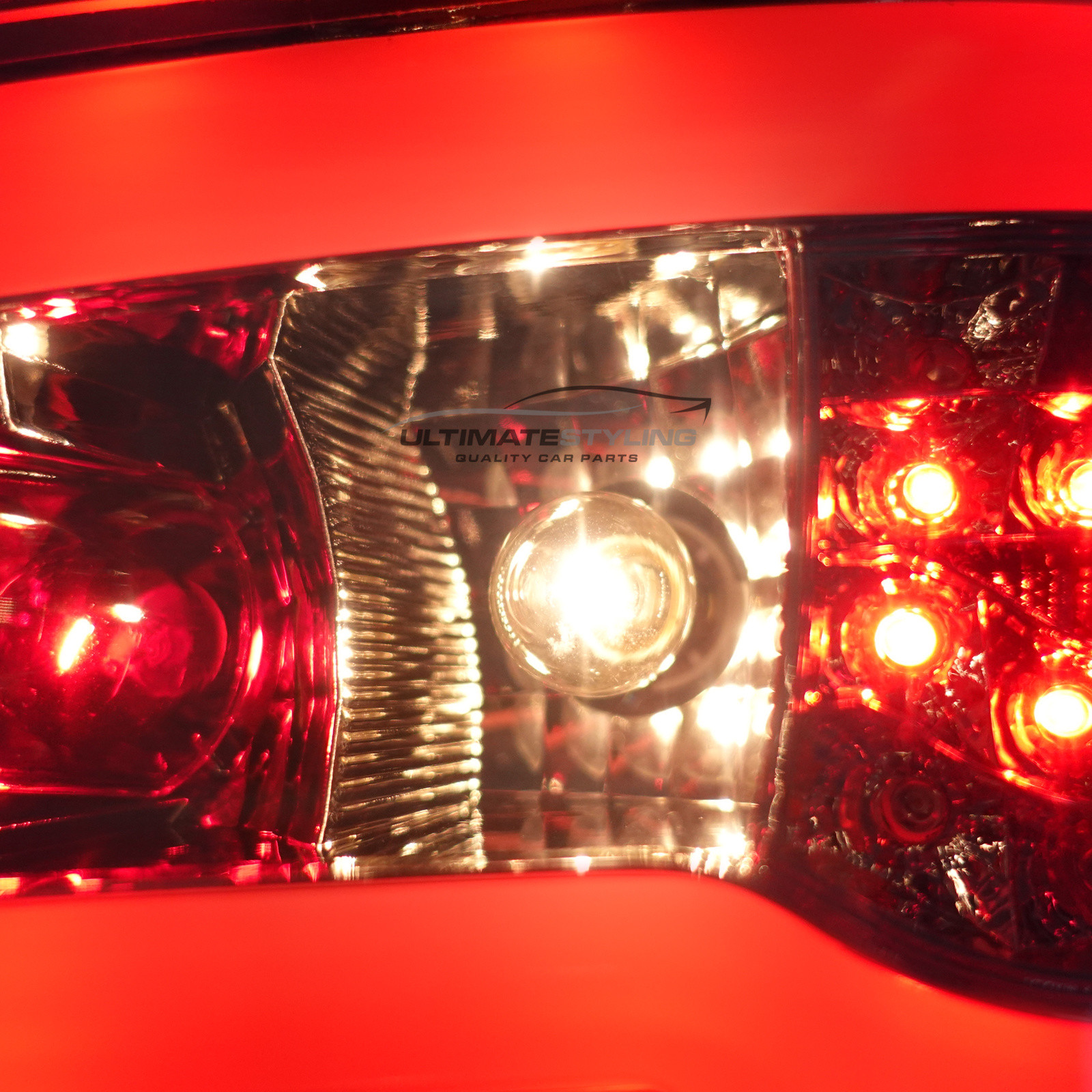 Seat Ibiza 2008-2012 - Smoked Performance Rear Lights - Smoked Lens With Chrome Inner - LED Light Bars - LED Indicators - With Bulbs & Bulb Holders