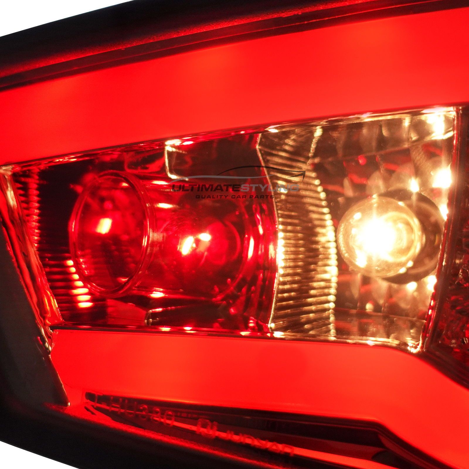 Seat Ibiza 2008-2012 - Smoked Performance Rear Lights - Smoked Lens With Chrome Inner - LED Light Bars - LED Indicators - With Bulbs & Bulb Holders