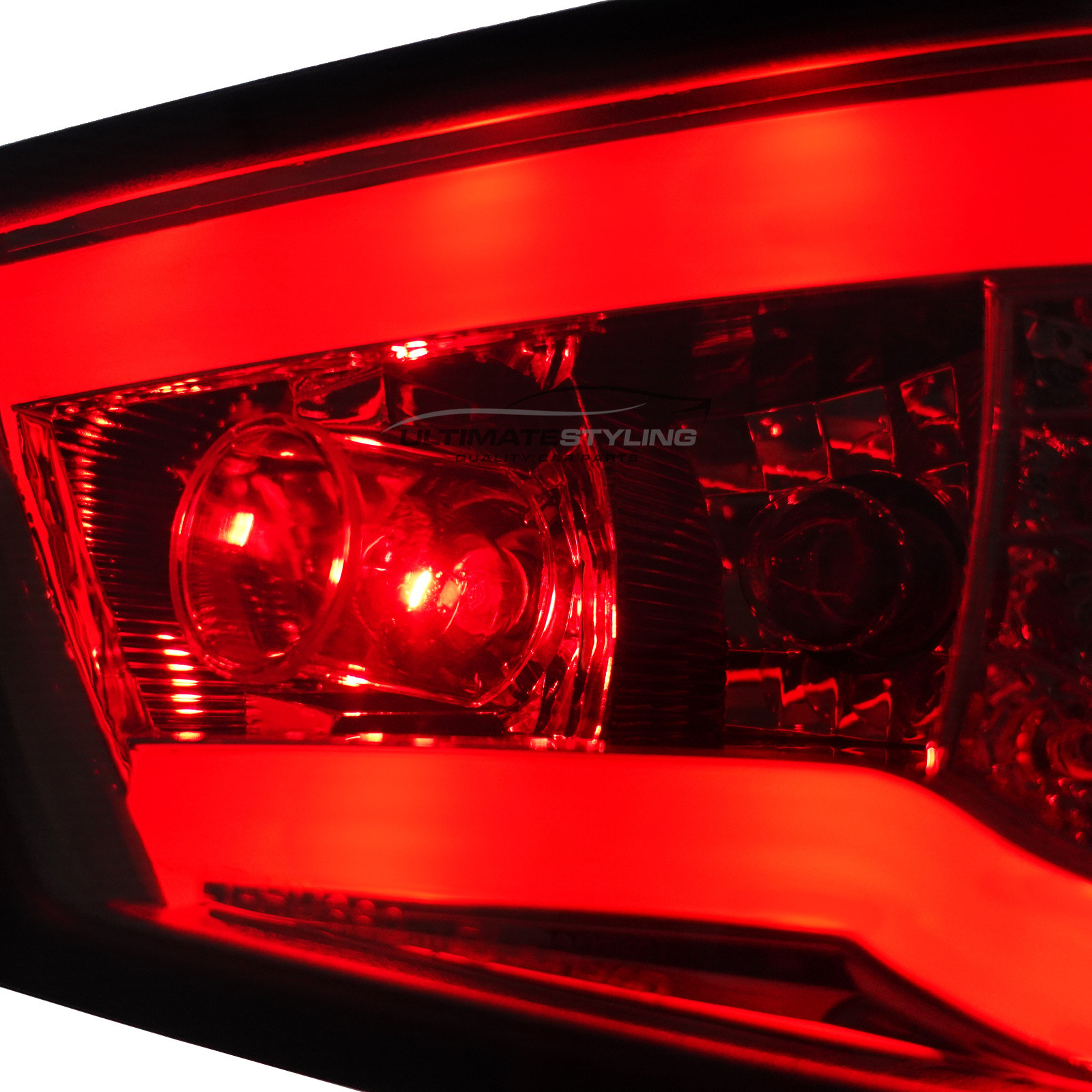 Seat Ibiza 2008-2012 - Smoked Performance Rear Lights - Smoked Lens With Chrome Inner - LED Light Bars - LED Indicators - With Bulbs & Bulb Holders