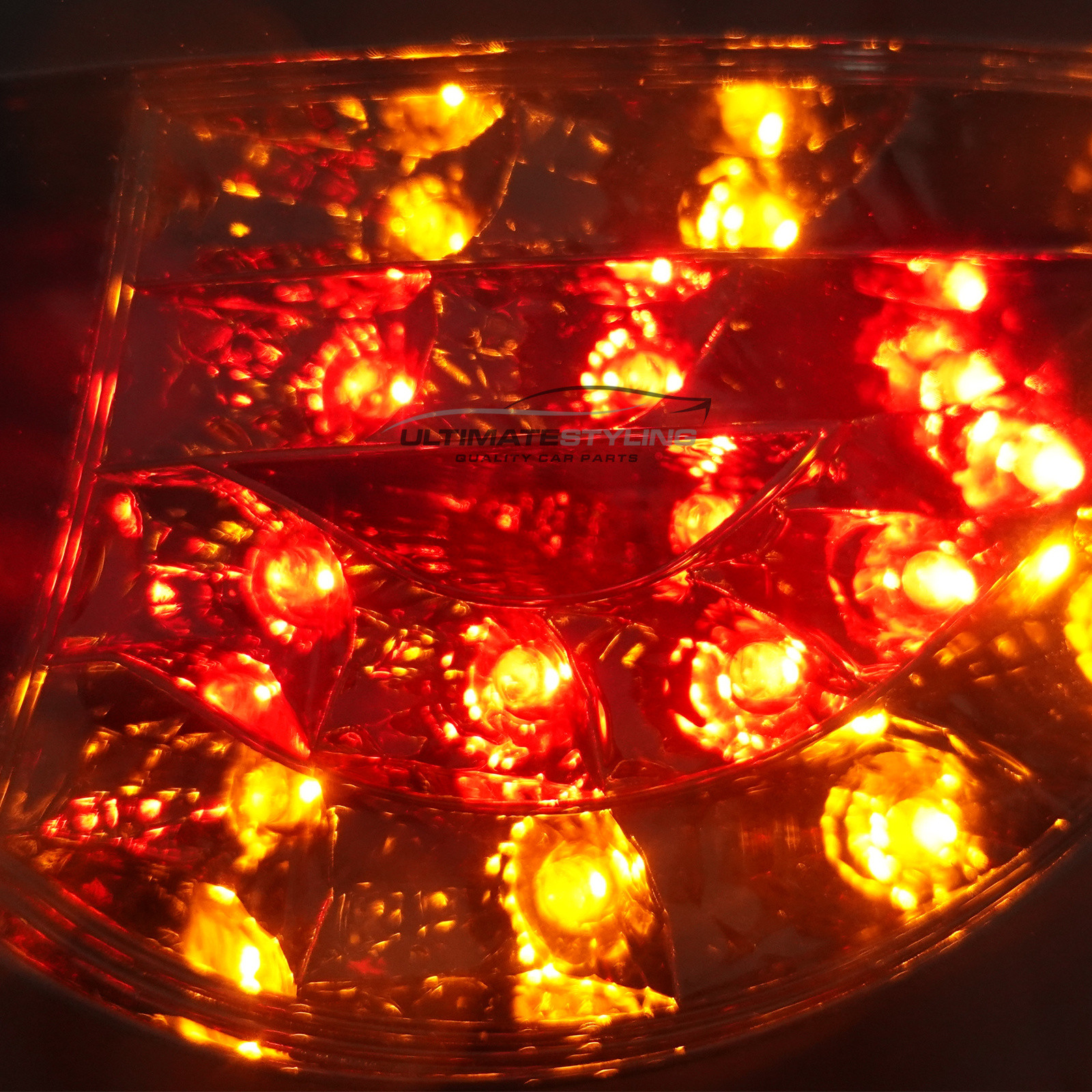 Seat Ibiza 2008-2012 - Smoked Performance Rear Lights - Smoked Lens With Chrome Inner - LED Light Bars - LED Indicators - With Bulbs & Bulb Holders