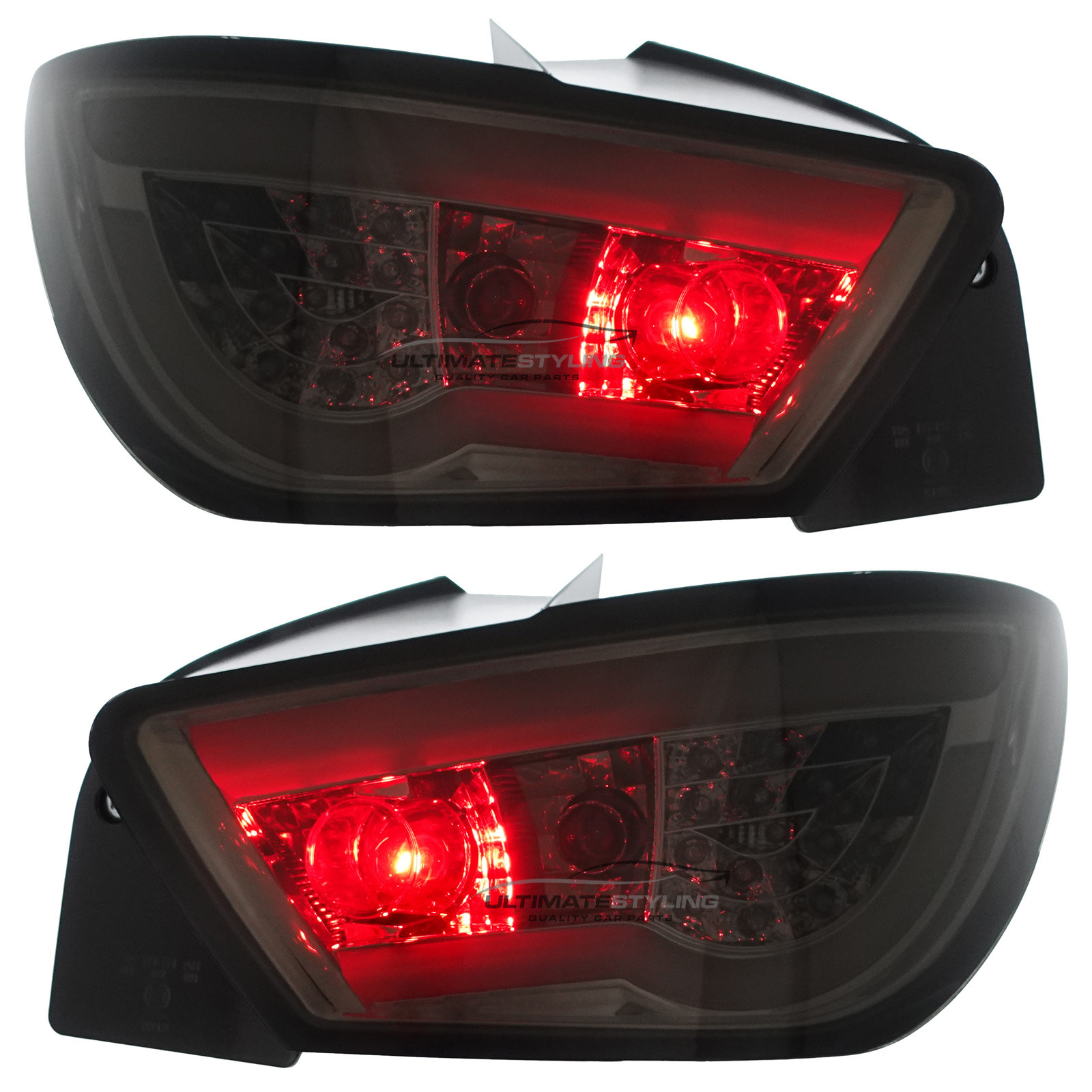 Seat Ibiza 2008-2012 - Smoked Performance Rear Lights - Smoked Lens With Chrome Inner - LED Light Bars - LED Indicators - With Bulbs & Bulb Holders