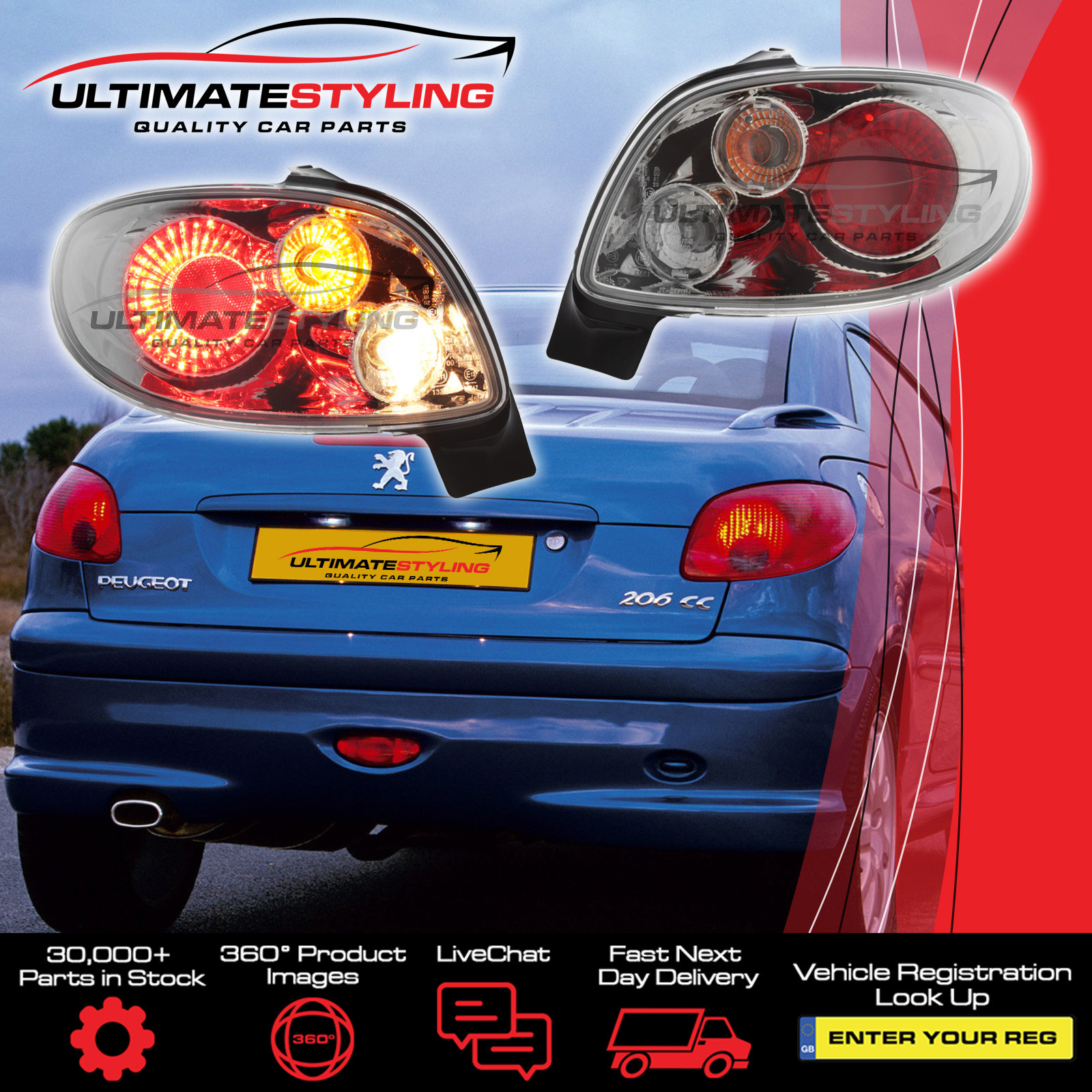 Performance Rear / Tail Lights for Peugeot 206