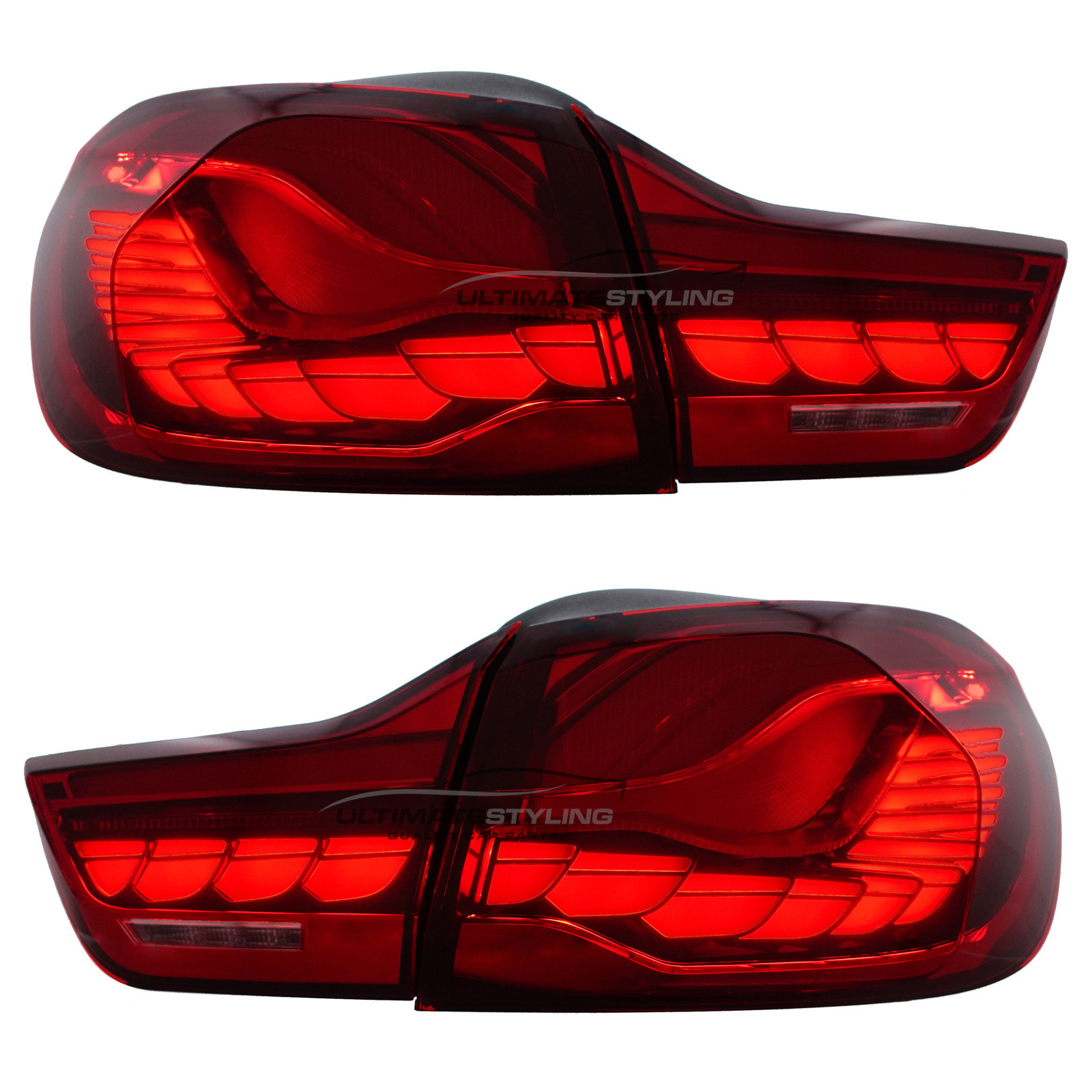 BMW 4 Series F32 2013-2021 Upgrade LED Rear Tail Lights Dragon Scale GTS Style Red Lens Dynamic Indicators + Animation Pair