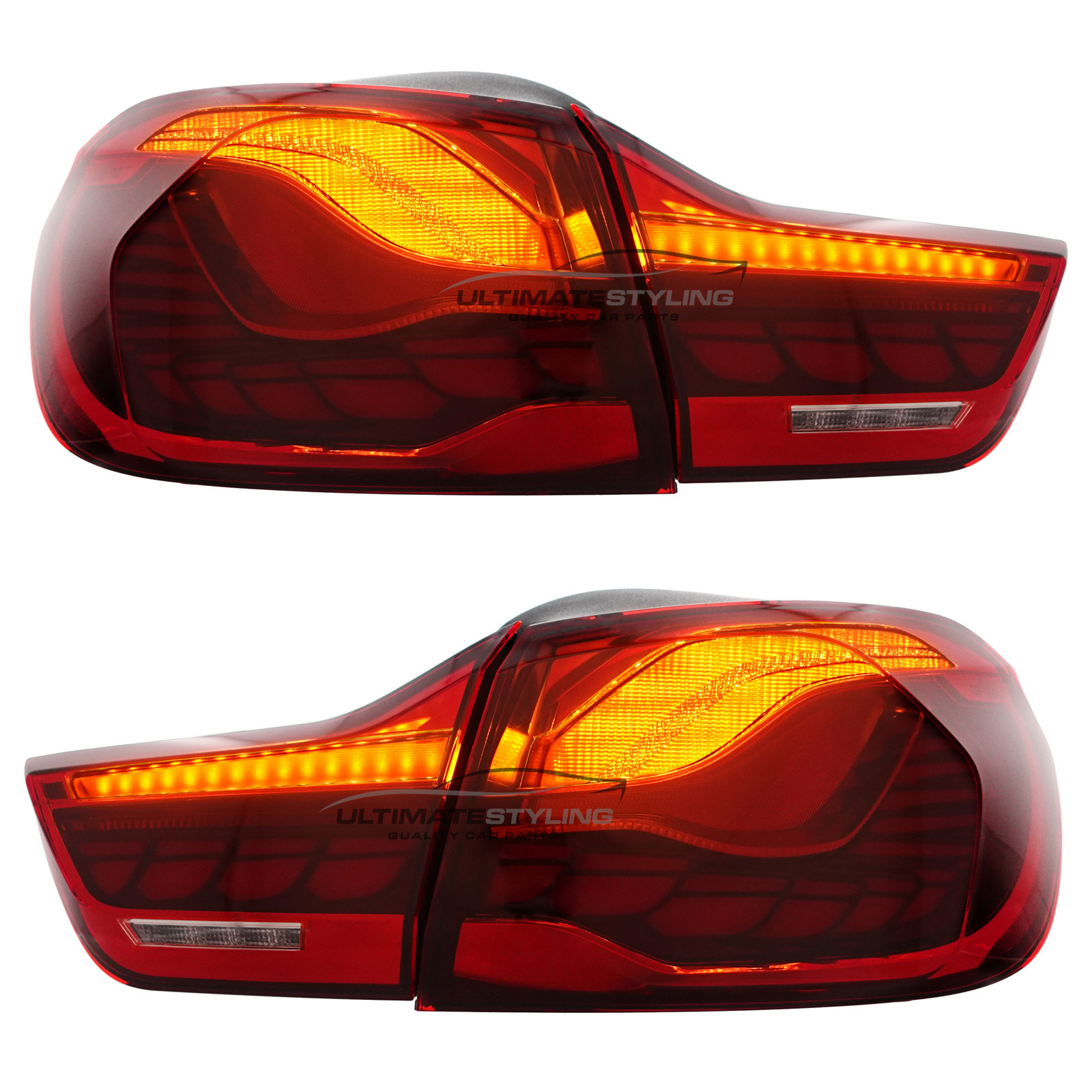 BMW 4 Series F32 2013-2021 Upgrade LED Rear Tail Lights Dragon Scale GTS Style Red Lens Dynamic Indicators + Animation Pair