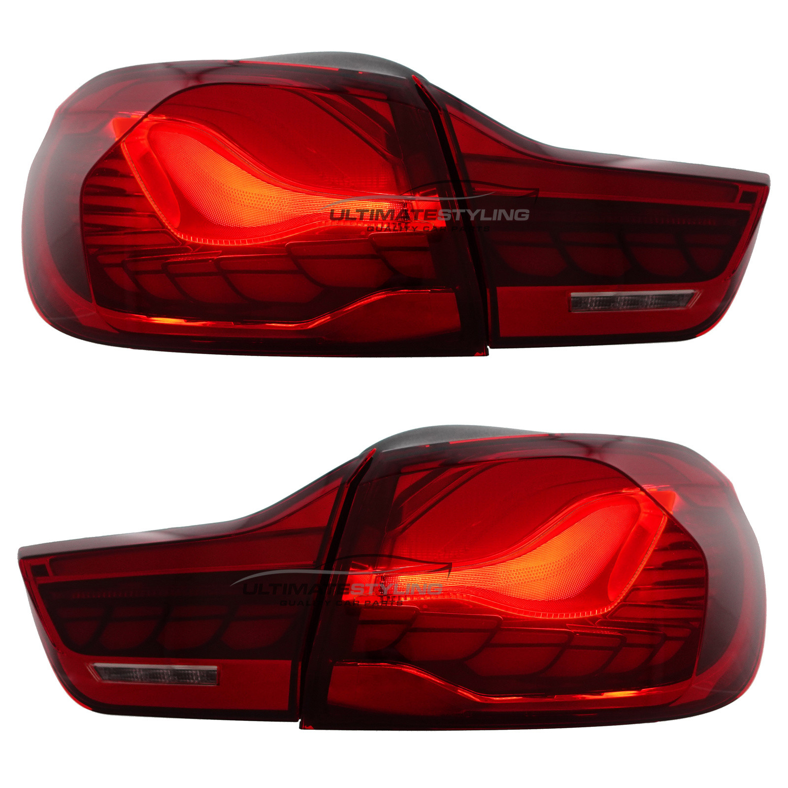 BMW 4 Series F32 2013-2021 Upgrade LED Rear Tail Lights Dragon Scale GTS Style Red Lens Dynamic Indicators + Animation Pair