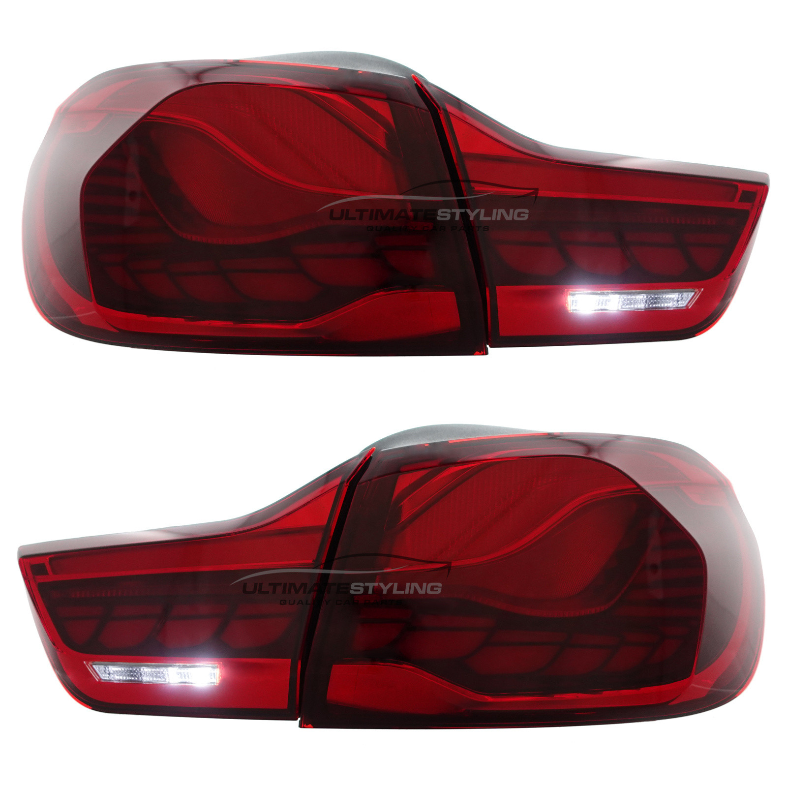 BMW 4 Series F32 2013-2021 Upgrade LED Rear Tail Lights Dragon Scale GTS Style Red Lens Dynamic Indicators + Animation Pair