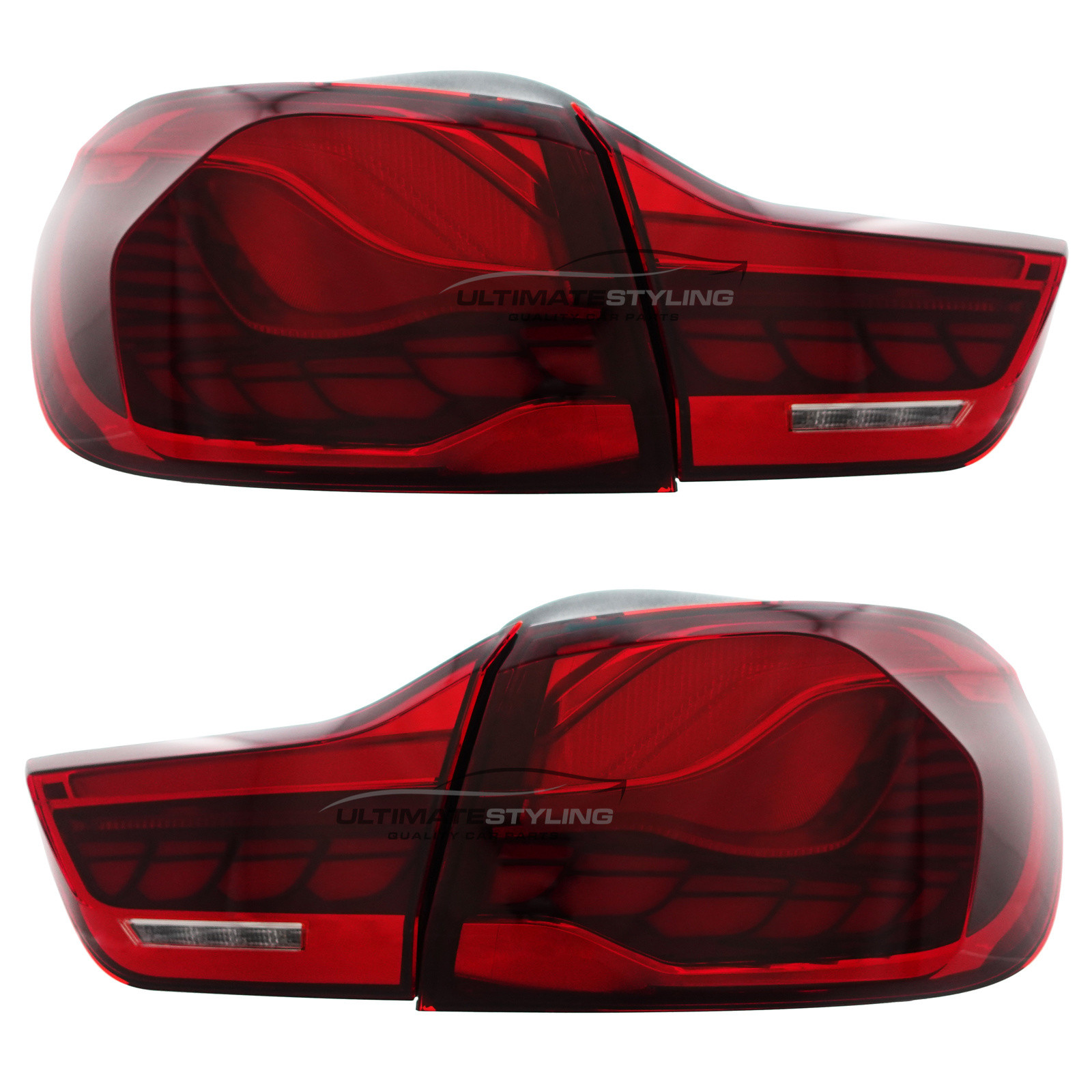 BMW 4 Series F32 2013-2021 Upgrade LED Rear Tail Lights Dragon Scale GTS Style Red Lens Dynamic Indicators + Animation Pair
