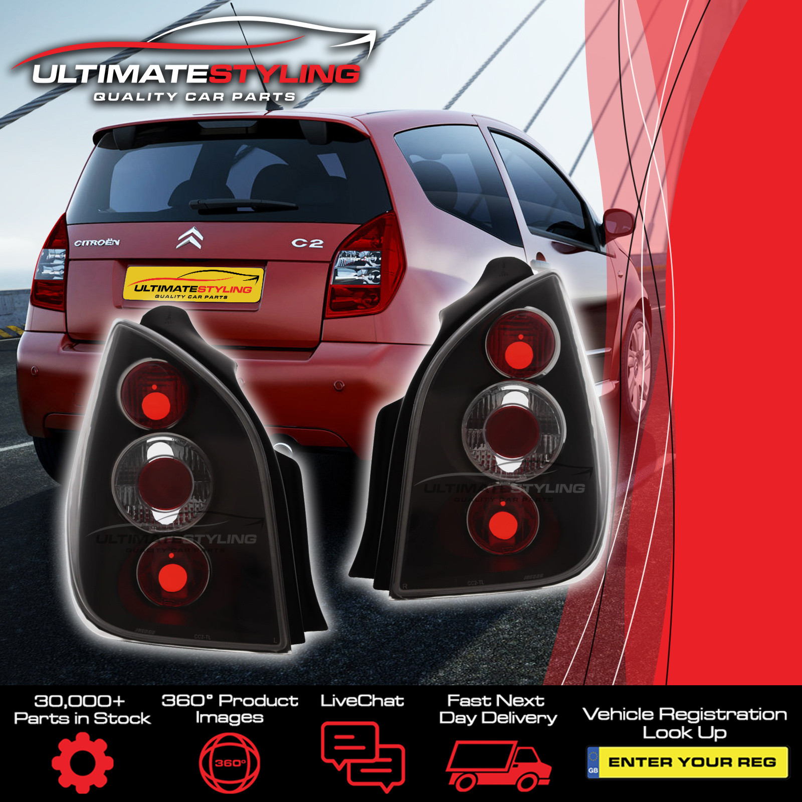 Performance Rear / Tail Lights for Citroen C2