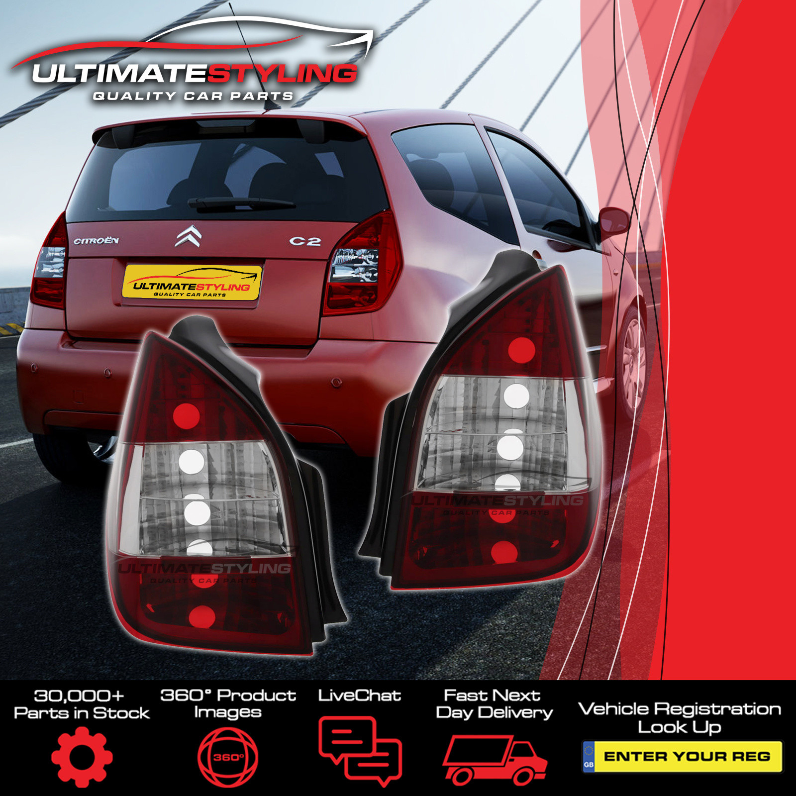 Performance Rear / Tail Lights for Citroen C2
