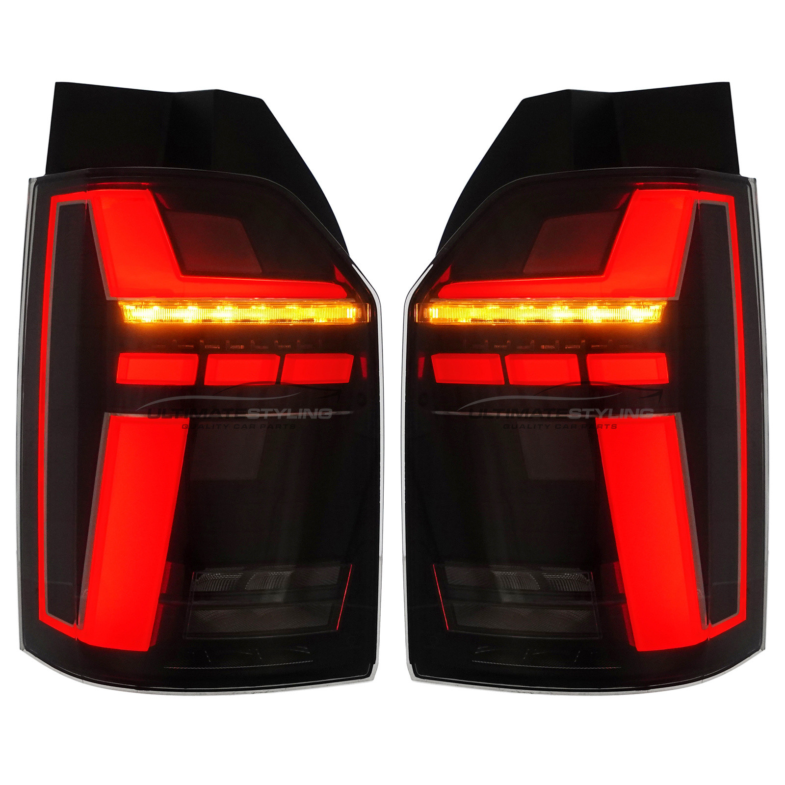 VW California 2015-2020 / Caravelle 2015-2020 / Transporter T6 T6.1 2015-2022 - Performance Rear Tail Lights Upgrade - LED Style - Smoked - Dynamic Sequential Indicators - Pair (LH & RH)