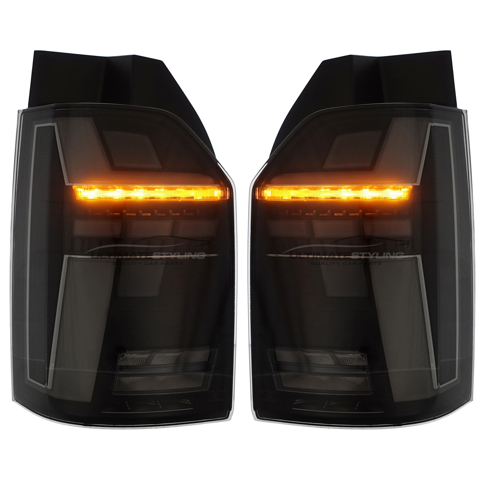 VW California 2015-2020 / Caravelle 2015-2020 / Transporter T6 T6.1 2015-2022 - Performance Rear Tail Lights Upgrade - LED Style - Smoked - Dynamic Sequential Indicators - Pair (LH & RH)