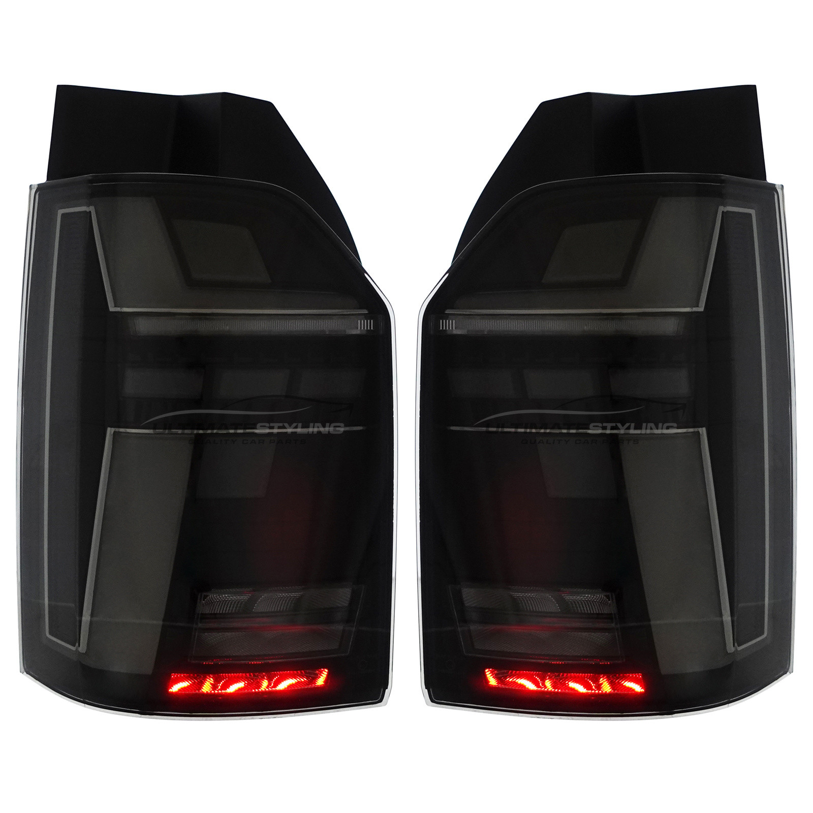 VW California 2015-2020 / Caravelle 2015-2020 / Transporter T6 T6.1 2015-2022 - Performance Rear Tail Lights Upgrade - LED Style - Smoked - Dynamic Sequential Indicators - Pair (LH & RH)