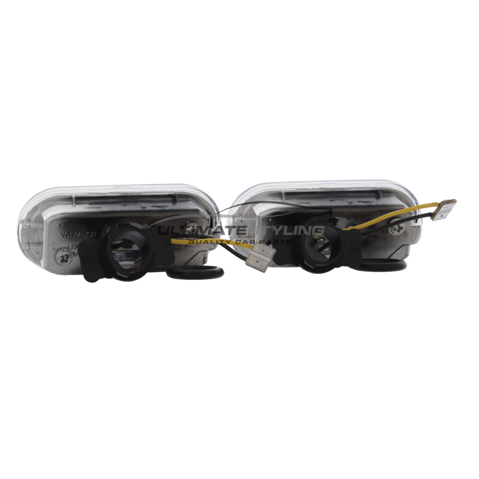 Side Repeaters - Pair (LH & RH) - Crystal Clear lens - LED for Seat Alhambra / Arosa / Cordoba / Exeo / Ibiza / Inca / Leon / Toledo, Volkswagen Beetle / Bora / Caddy / Caravelle / Fox / Golf / Lupo / Passat / Polo / Sharan / Transporter and others
