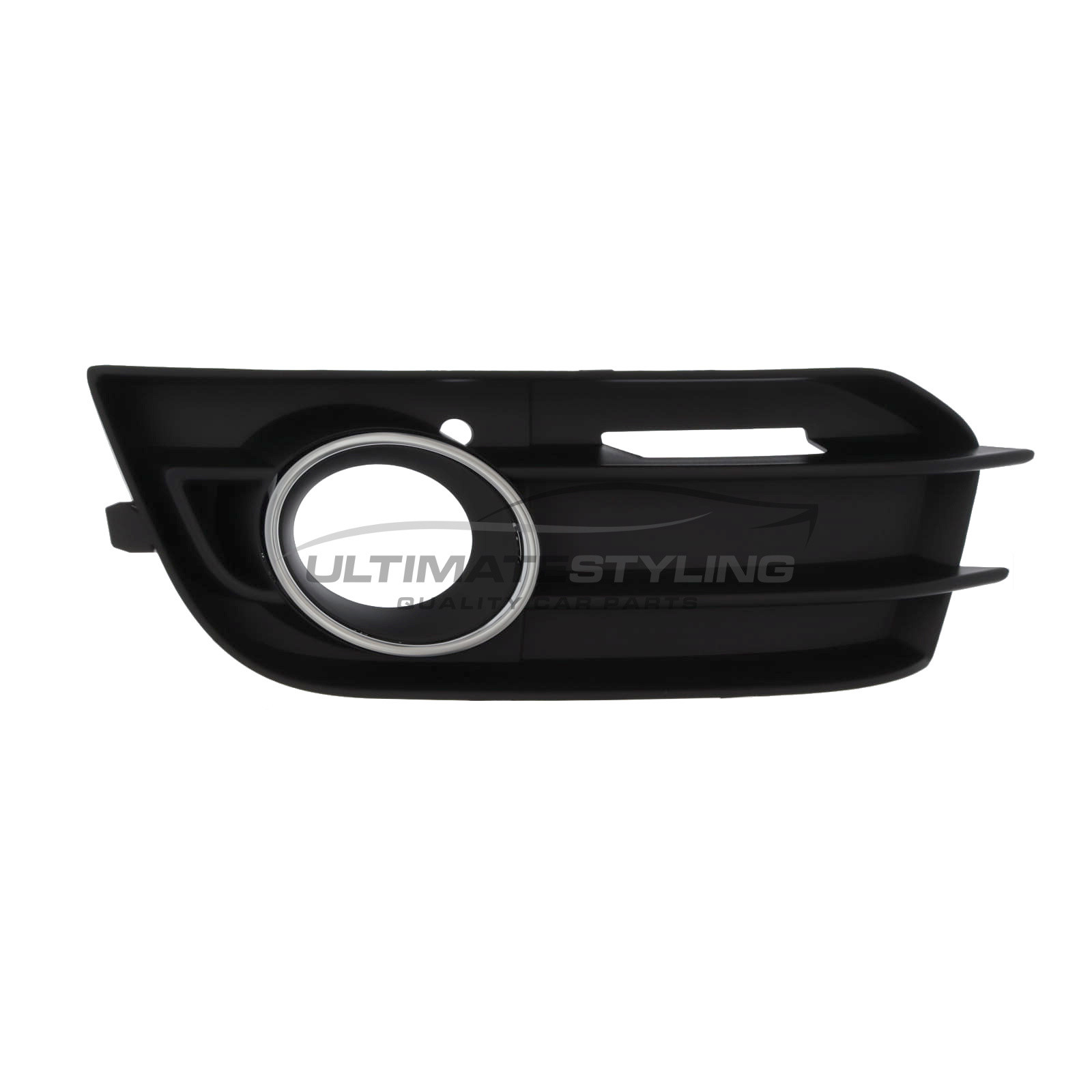 Audi A1 2011-2015 - Front Fog Light Surround - 2 Horizontal Bar Type - Includes Oval Chrome Trim - Plastic - Passenger Side Left Hand
